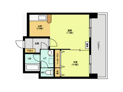 グランデフィラII(1LDK/6階)の間取り写真