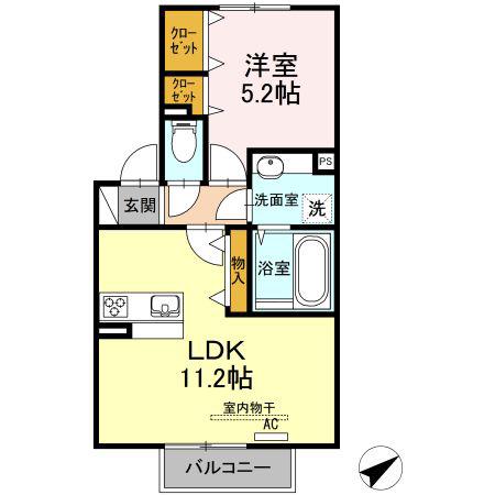サクラハイム(1LDK/2階)の間取り写真