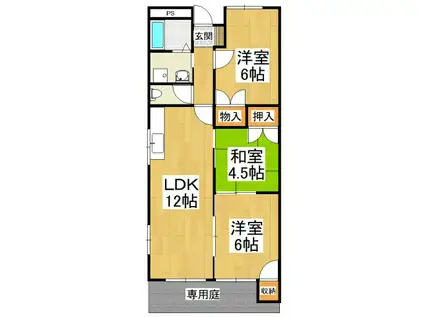 リトルバレイA棟(3LDK/2階)の間取り写真