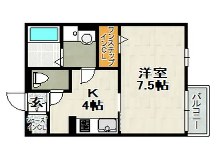 ピア東久代(1K/1階)の間取り写真