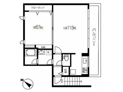 蘭聚瀬田ランジュセタ(1LDK/2階)の間取り写真