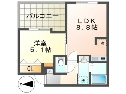 APARTMENT GRUS OKAMACHI(1LDK/2階)の間取り写真