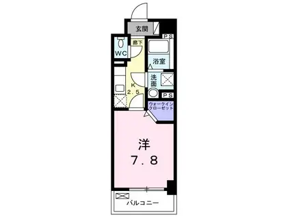 エバーハイム畝傍(1K/2階)の間取り写真