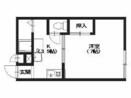 スイートム祗園(1K/2階)の間取り写真