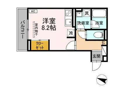 西町SUZUKAZE(ワンルーム/1階)の間取り写真