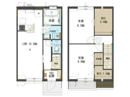 メゾンドールX(2LDK/1階)の間取り写真