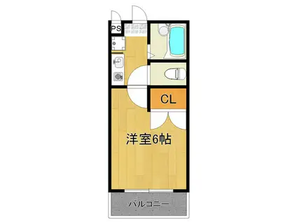 ＪＲ東海道本線 立花駅 徒歩9分 3階建 築30年(1K/2階)の間取り写真