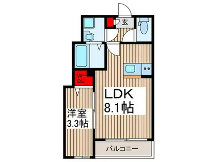 イガドノ谷塚レジデンス(1LDK/2階)の間取り写真