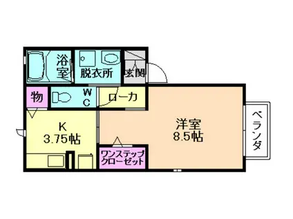 フォンテーヌ(1K/2階)の間取り写真