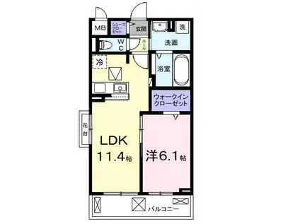 ルポン ボヌール(1LDK/1階)の間取り写真