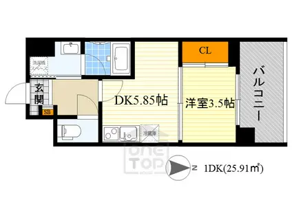 MCOURT江坂(1DK/8階)の間取り写真