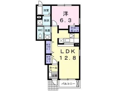 トムトックI(1LDK/1階)の間取り写真
