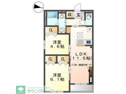 東武野田線 藤の牛島駅 徒歩1分 3階建 築1年(2LDK/1階)の間取り写真