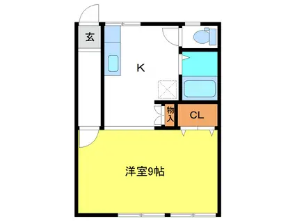 ワンデーハウスA棟(1K/2階)の間取り写真