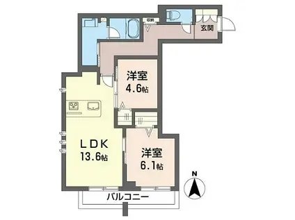 アズ&レア(2LDK/3階)の間取り写真
