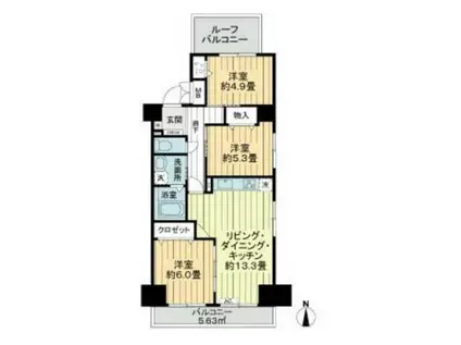 ヴェラハイツ吾妻橋(1LDK/2階)の間取り写真