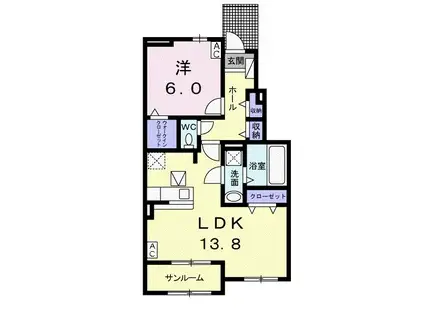 養老鉄道養老線 美濃青柳駅 徒歩14分 2階建 築8年(1LDK/1階)の間取り写真