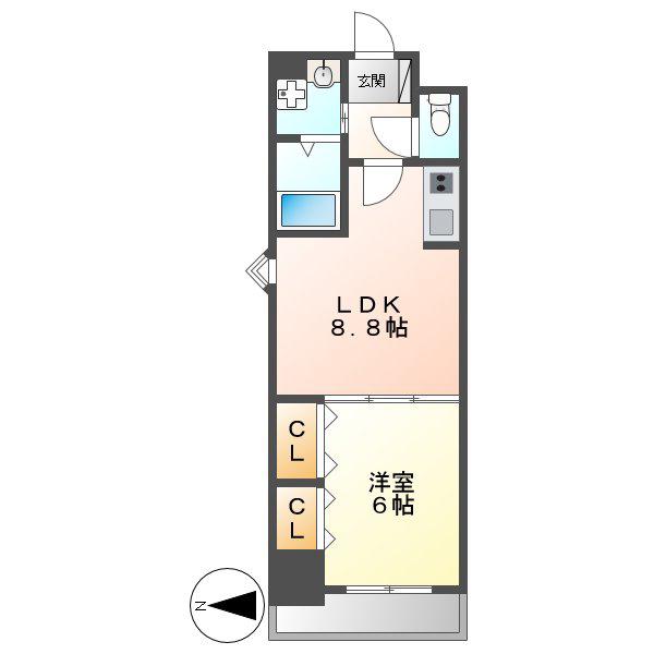 ランドルチェ大須(1LDK/7階)の間取り写真