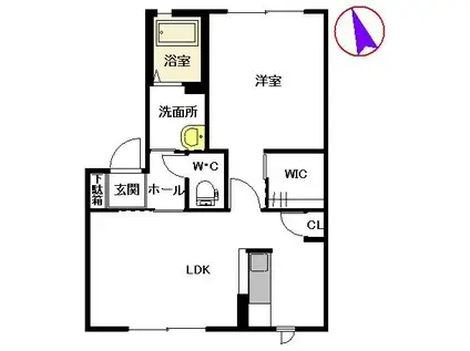 サウザンドタウン  C棟(1LDK/1階)の間取り写真