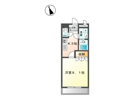 ダイアモンドヘッド(1K/1階)の間取り写真