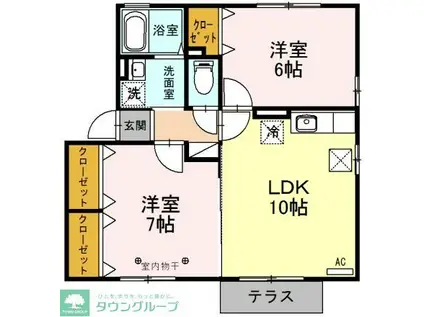 コーポ栄 III(2LDK/1階)の間取り写真