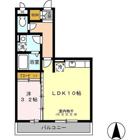 メゾンエスターブレ(1LDK/3階)の間取り写真