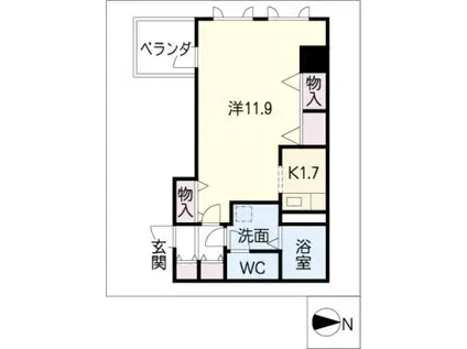 ハルモニア(1K/6階)の間取り写真