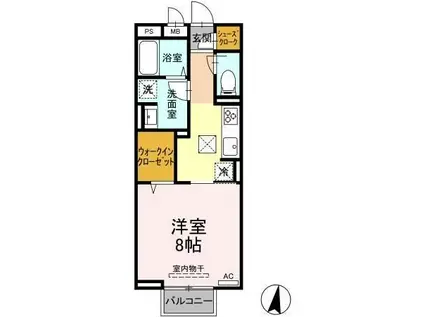 DーRESIDENCE西町(1K/1階)の間取り写真