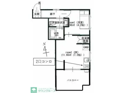 京成本線 京成西船駅 徒歩4分 2階建 築41年(1DK/2階)の間取り写真