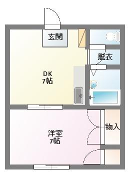 パレス尾野II(1DK/2階)の間取り写真