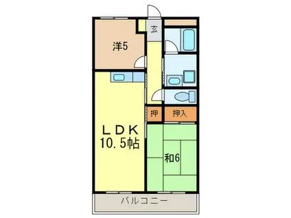 サンパールビル(2LDK/4階)の間取り写真