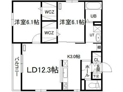 メゾン・イル・ノード平岸(2LDK/1階)の間取り写真
