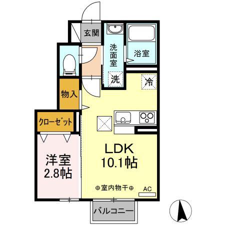 D-ROOM東中央(1LDK/1階)の間取り写真