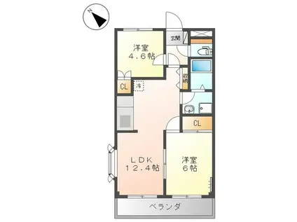 カナール(2LDK/1階)の間取り写真