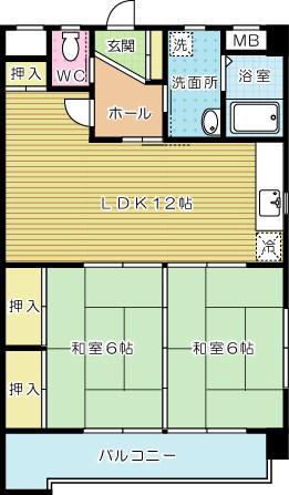 パルメゾン(2LDK/3階)の間取り写真