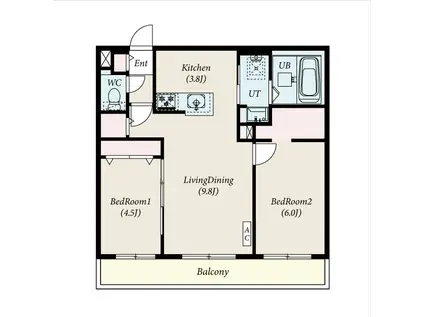 PLATZ新札幌(2LDK/4階)の間取り写真