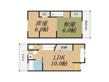 堺市北区百舌鳥梅北町 戸建(2LDK/1階)の間取り写真