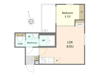 ティースクエア(1LDK/1階)の間取り写真