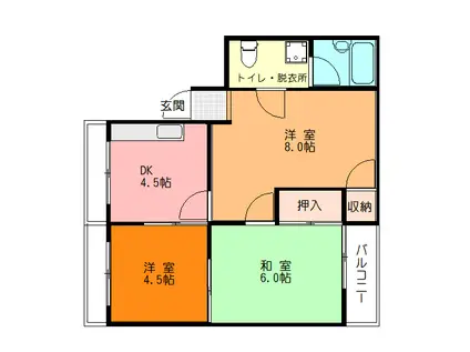 ラセーヌ東林間(3DK/3階)の間取り写真