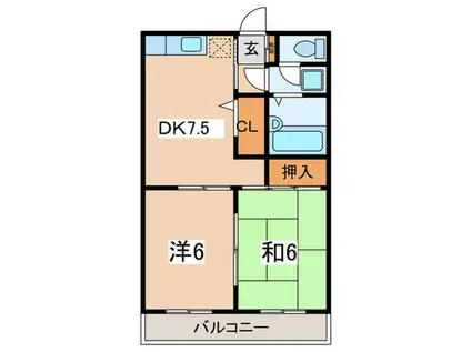 スカイコート21(2DK/2階)の間取り写真