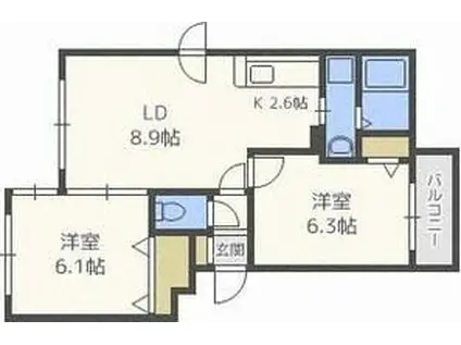 ETOILE(2LDK/1階)の間取り写真