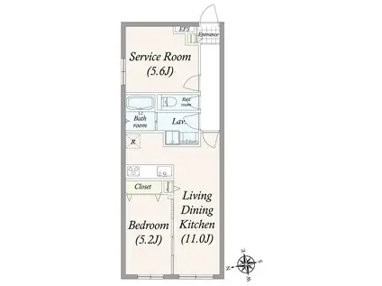 GRAN PASEO大井町(1SLDK/2階)の間取り写真