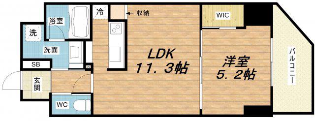 ONE O ONE 内代(1LDK/7階)の間取り写真