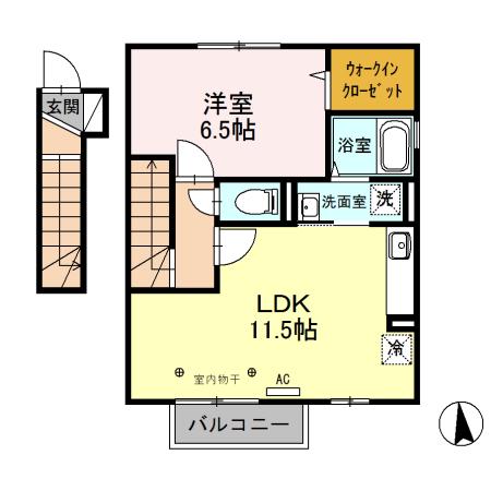 パークハイツ(1LDK/2階)の間取り写真