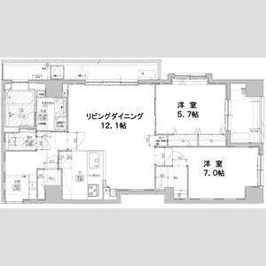 プライマル福岡平尾(2LDK/2階)の間取り写真