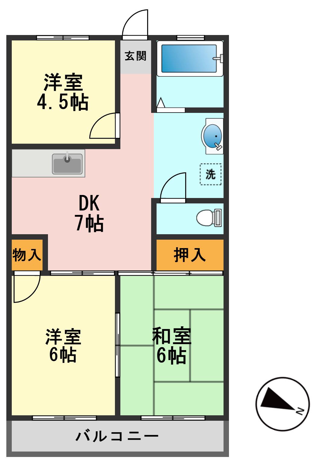 メゾン細田(3DK/3階)の間取り写真