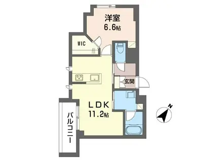 フィオーレA(1LDK/3階)の間取り写真