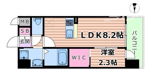 プレリスNEO大阪十三エルヴィオン(1LDK/15階)の間取り写真
