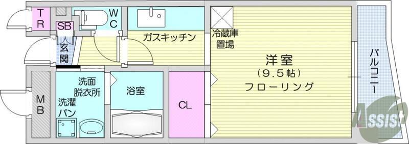 高染Ⅸ館(1K/3階)の間取り写真