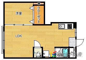 スリム太宰府(1LDK/1階)の間取り写真